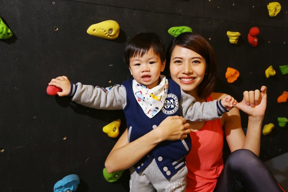 Lisa Cheng with her son at the Fight Factory Gym in Mong Kok. Photo: Edmond So