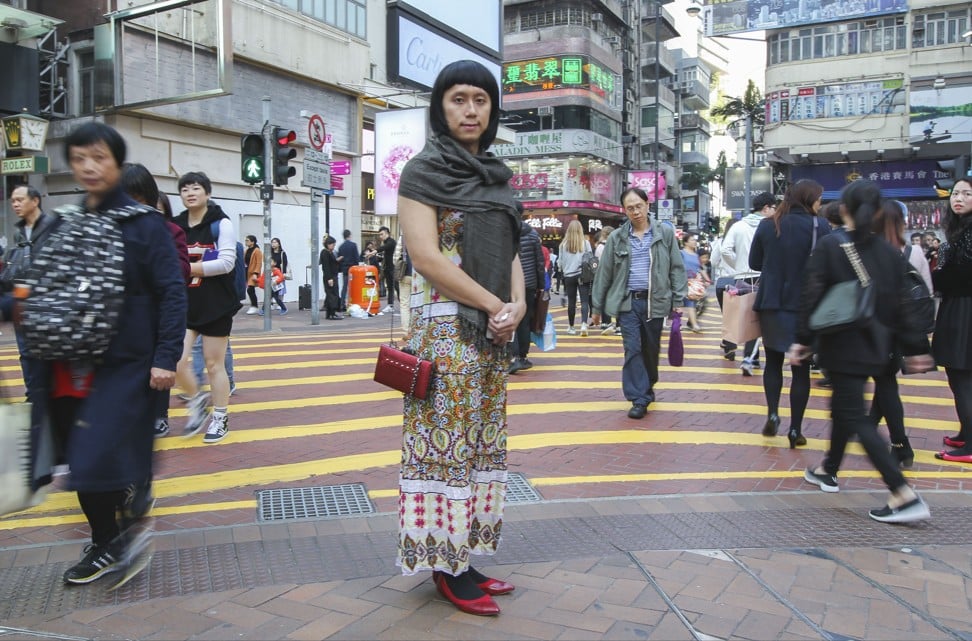 Glory Ng, a male student at the University of Hong Kong, dressed as a woman for a gender study. Photo: Roy Issa
