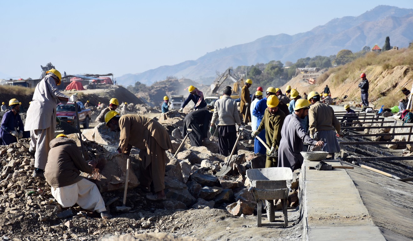 Workers at a site in Haripur, Pakistan, that is part of China’s Belt and Road Initiative. Photo: AP