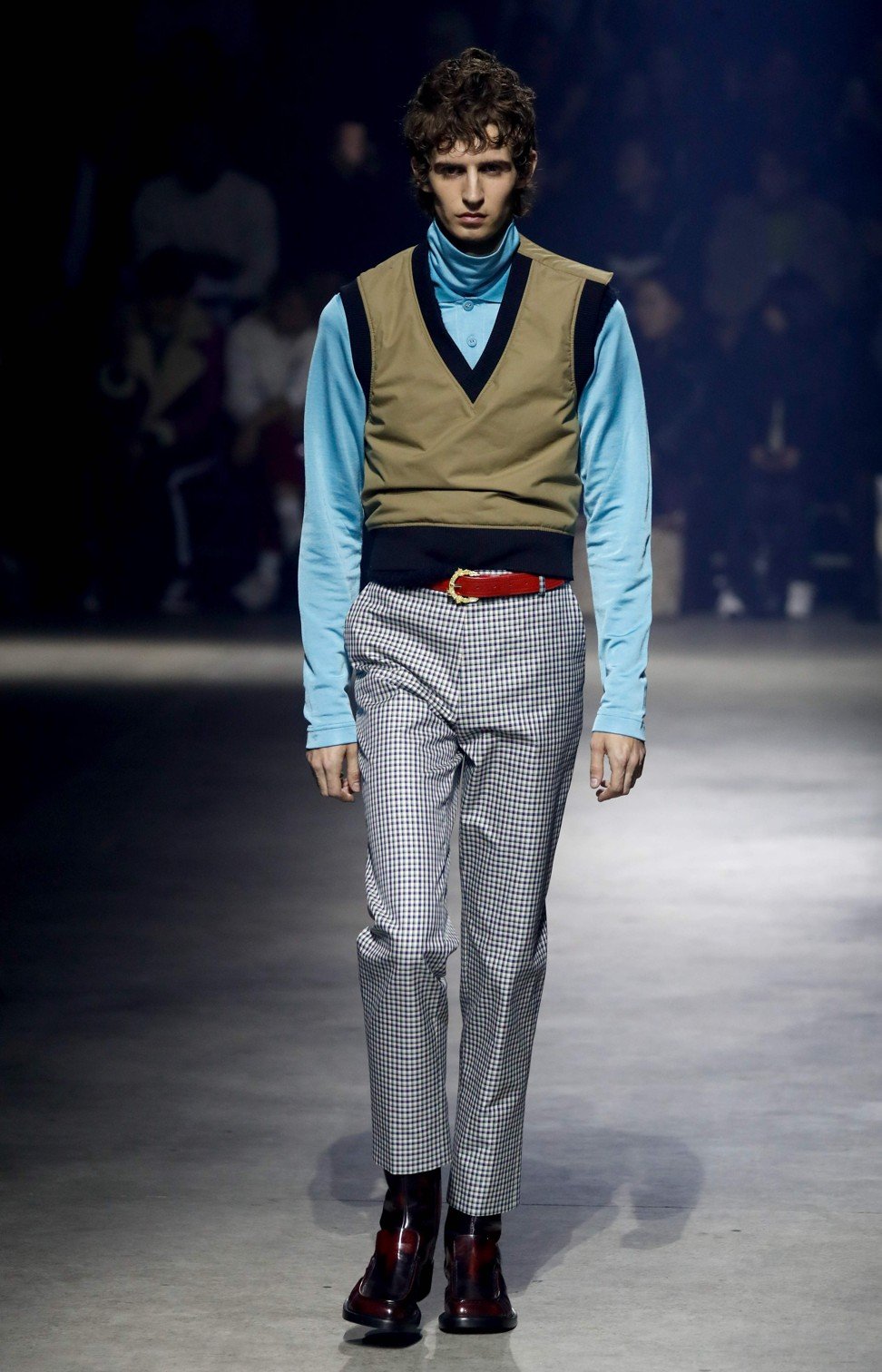 Colours and patterns offer a sharp contrast in Kenzo’s collection. Photo: EPA