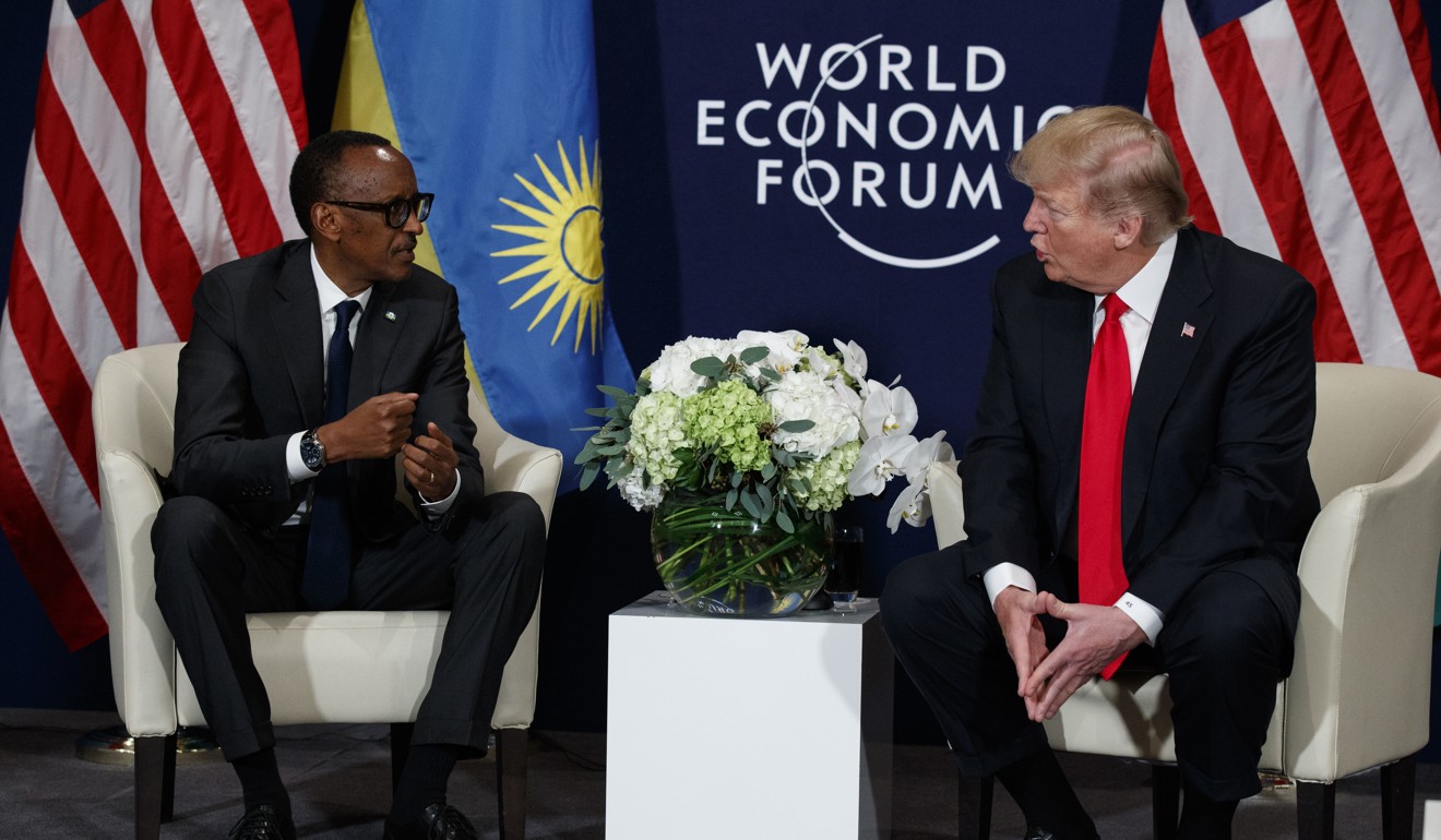 Trump with Rwandan President Paul Kagame at the World Economic Forum. Photo: AP