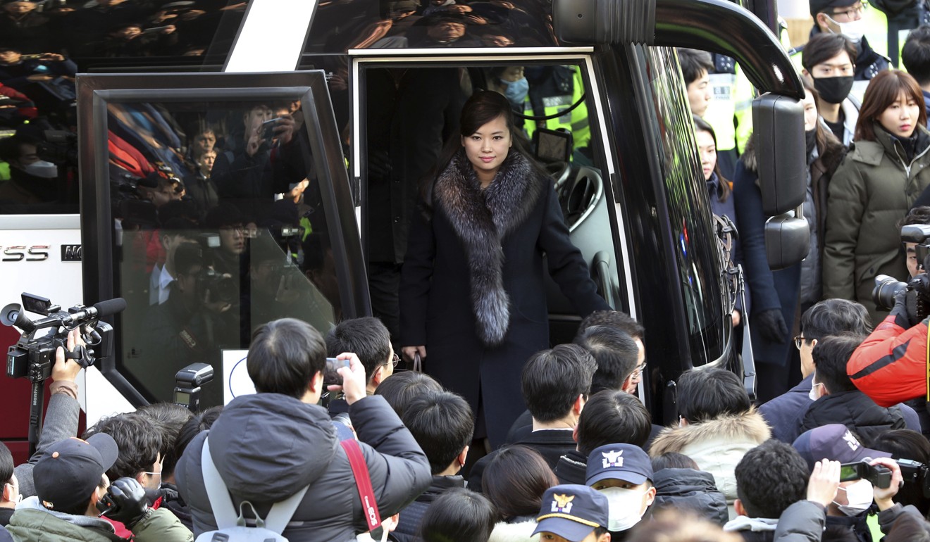North Korean singer Hyon Song-wol arrives at the Seoul Train Station. Photo: AP