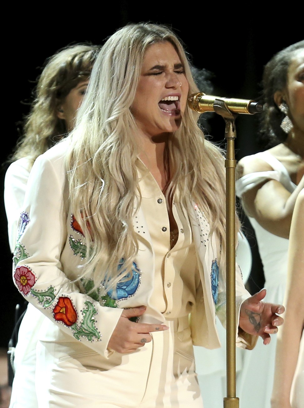 Kesha performs ‘Praying’ at the Grammy Awards ceremony in New York on Sunday. Photo: AP