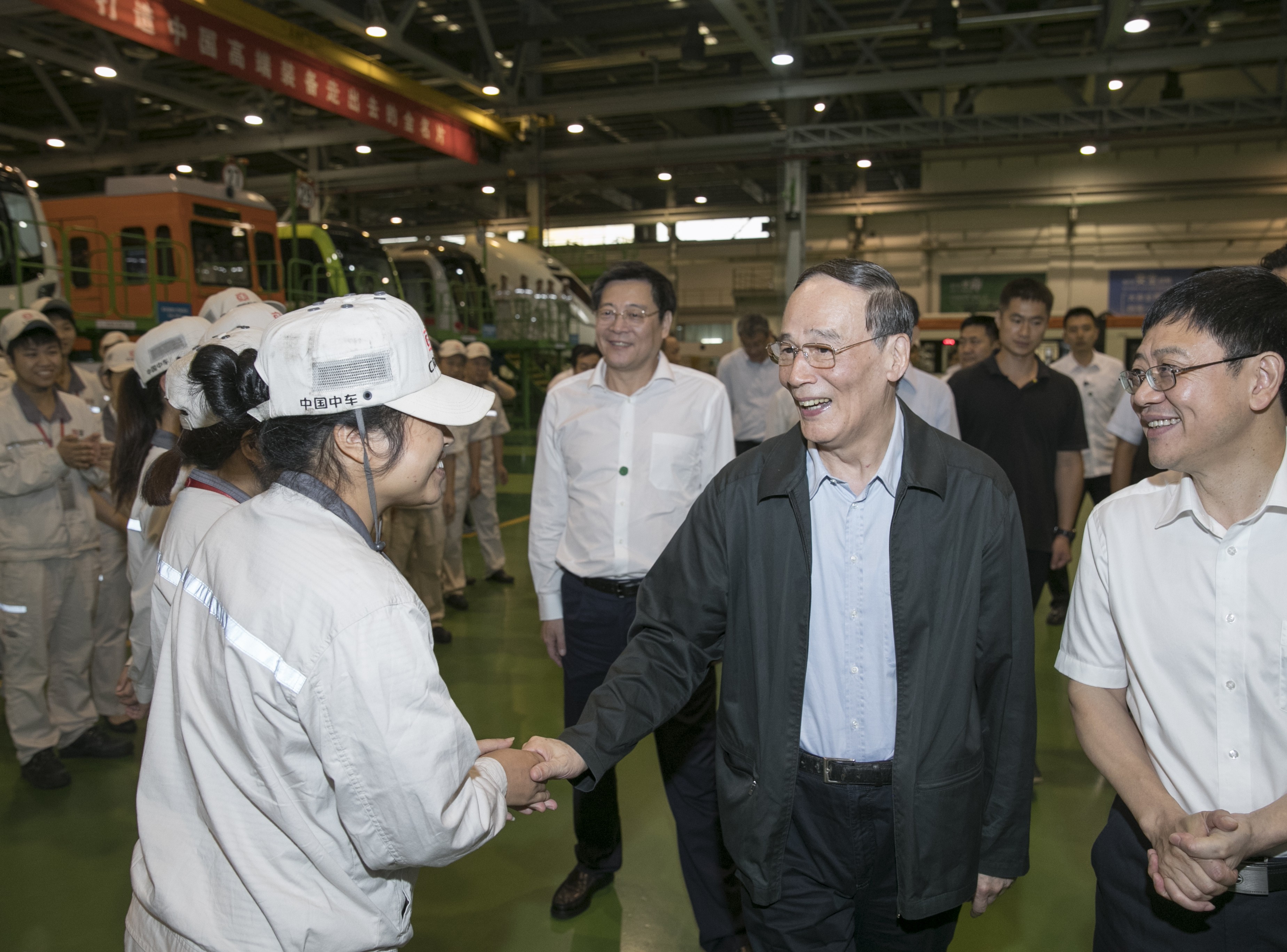 In his first public appearance after the annual Beidaihe conclave, Wang Qishan visits CRRC Zhuzhou Locomotive in Hunan in September while still the anticorruption tsar. Photo: Xinhua