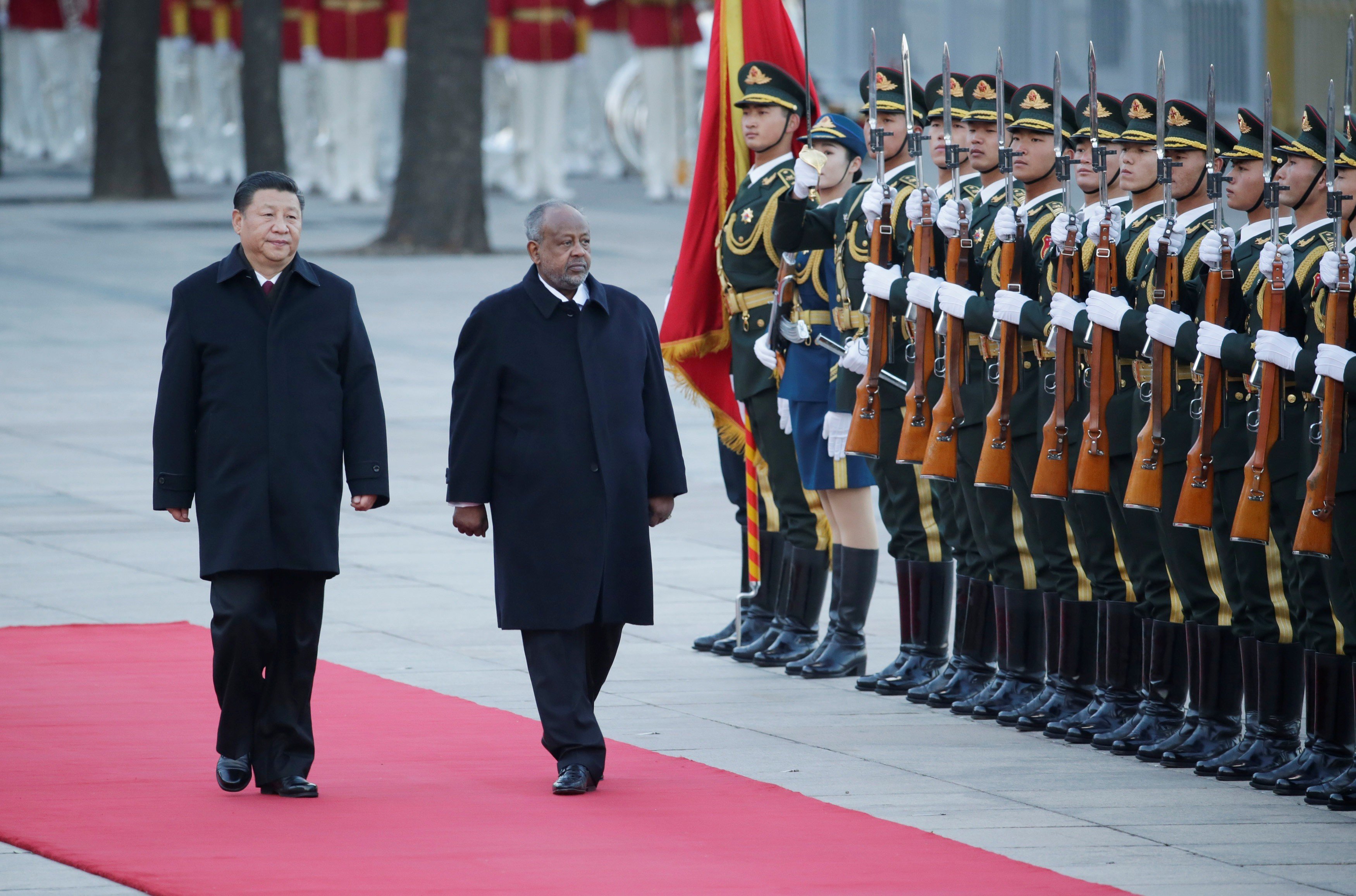 President Xi Jinping and Djibouti's President Ismail Omar Guelleh in Beijing in November. Photo: Reuters