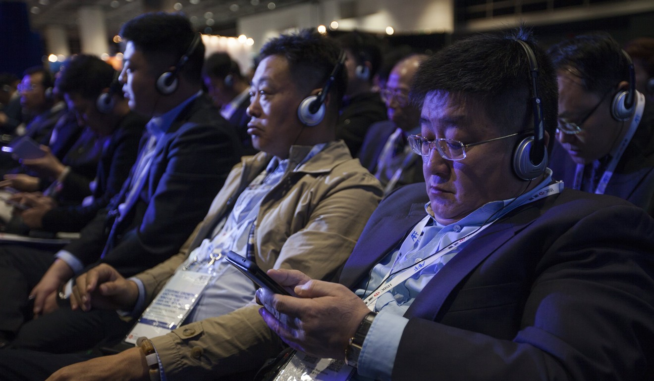 Delegates at the Asian Financial Forum in Hong Kong heard how blockchain and cryptocurrencies posed risks to financial services. Photo: EPA