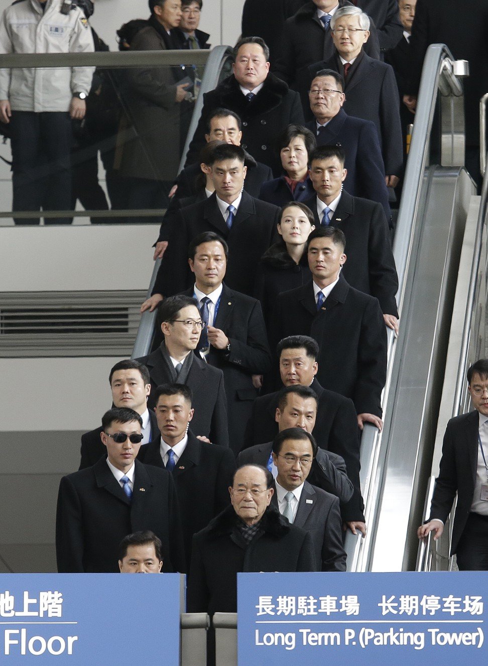 The North Korean delegation arrives at the Incheon International Airport. Photo: AP