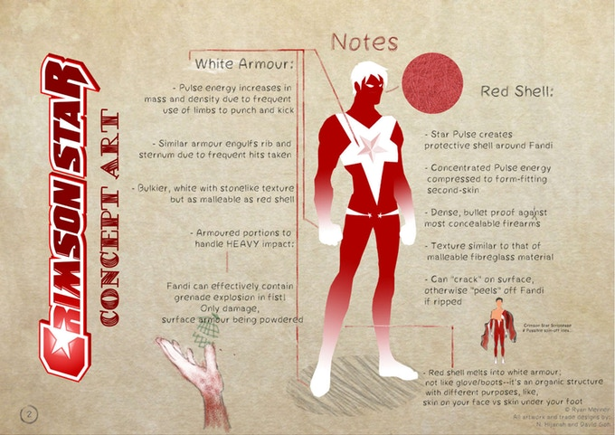 Concept art of Crimson Star featuring his costume. Photo: Kickstarter/Ryan Menner