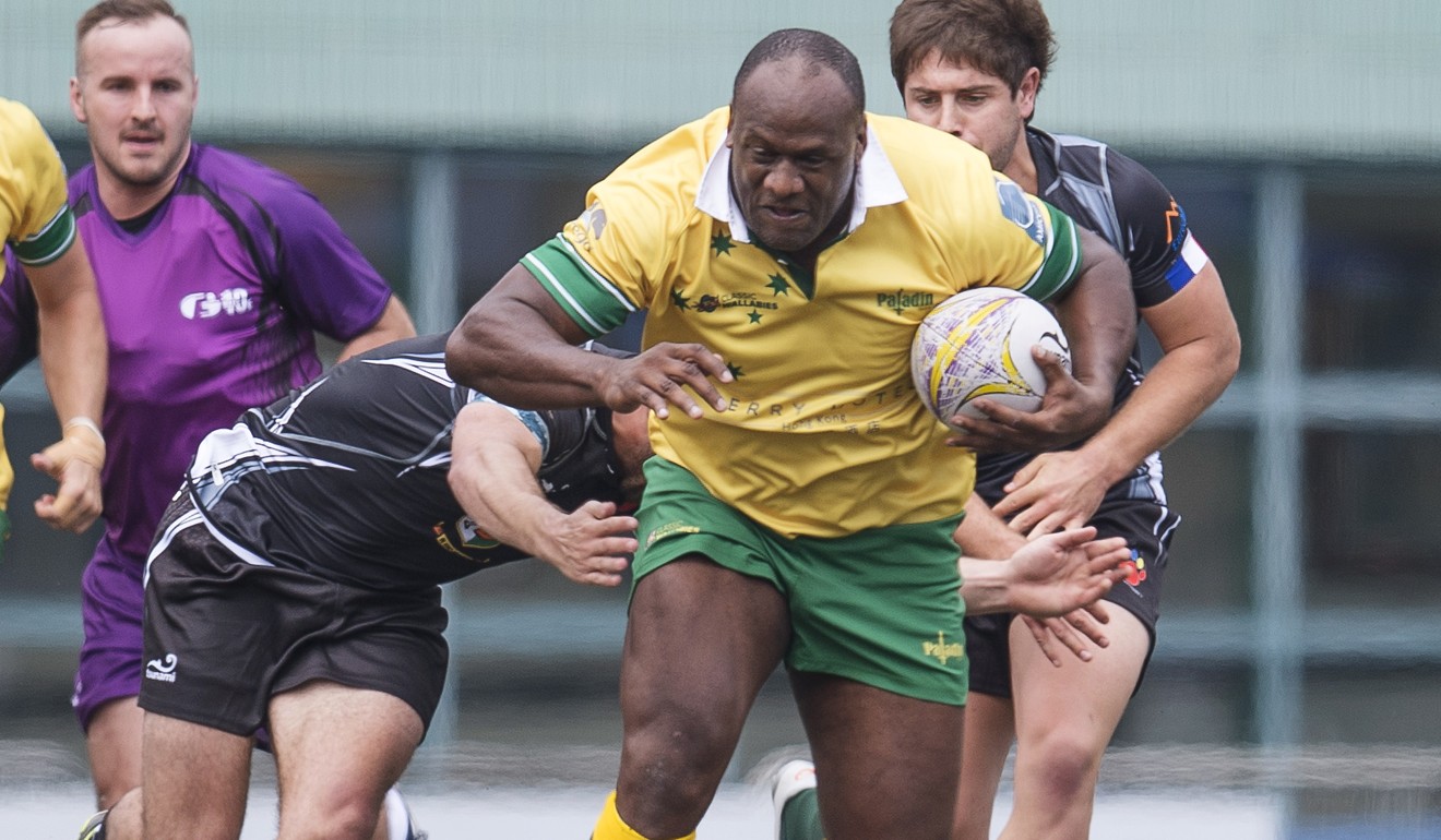 Wendell Sailor cuts a formidable figure playing for the Classic Wallabies at the 2017 HKFC Tens. Photo: Power Sport Images