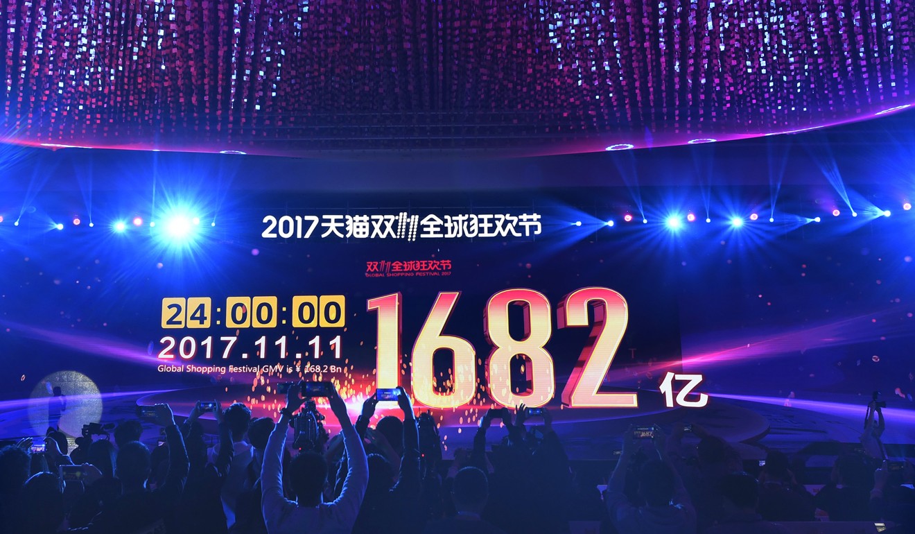 Alibaba Group Holding achieved a record 168 billion yuan in gross merchandise volume during its Singles’ Day online sales promotion on November 11 last year. Photo: Xinhua