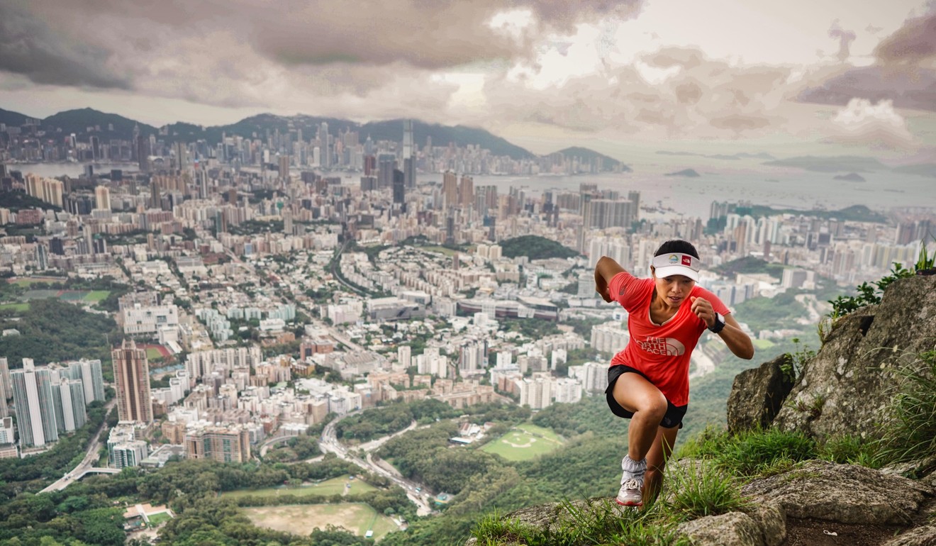 Wyan Chow, a physical trainer for the Hong Kong Police Force, on a training run in Hong Kong.