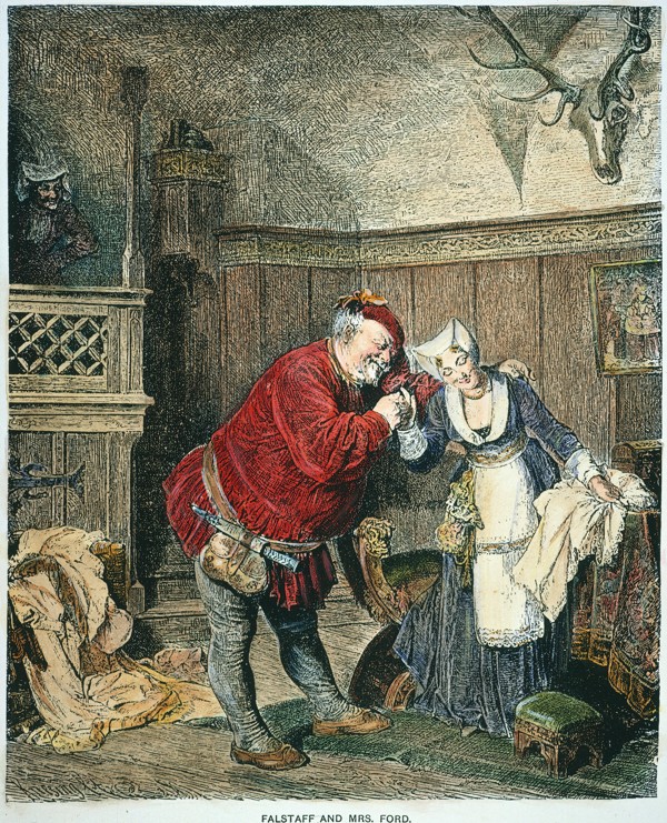 An engraving from a 19th-century edition of The Merry Wives of Windsor.