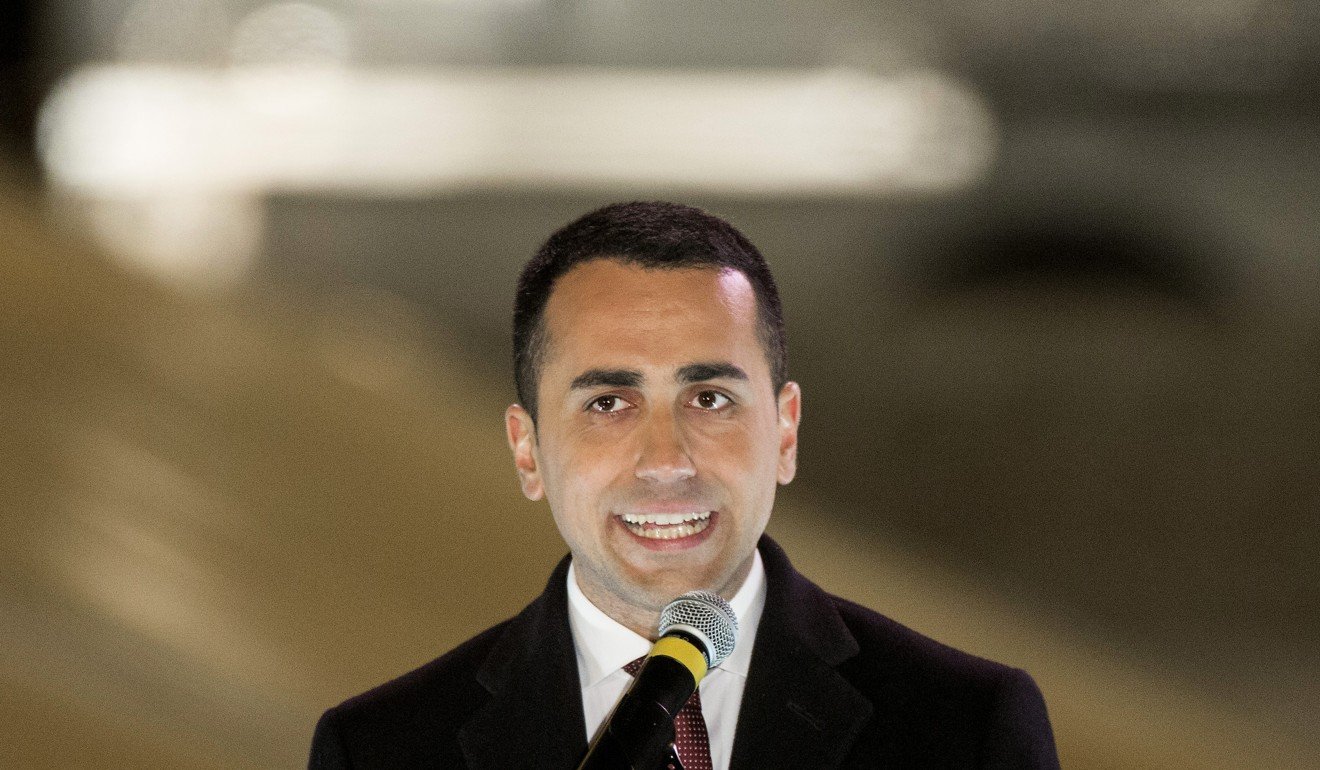 Luigi Di Maio, leader of Italy's anti-establishment Five Star Movement, speaking at a rally in Rome on March 2, 2018. Photo: Bloomberg