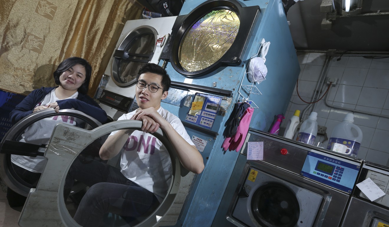 Kelvin Lee Ka-ho and Elaine Leung Yee-ting developed BONI, an app that facilitates the provision of laundry and dry cleaning services. Hong Kong needs to do more to foster a culture of innovation. Photo: Felix Wong