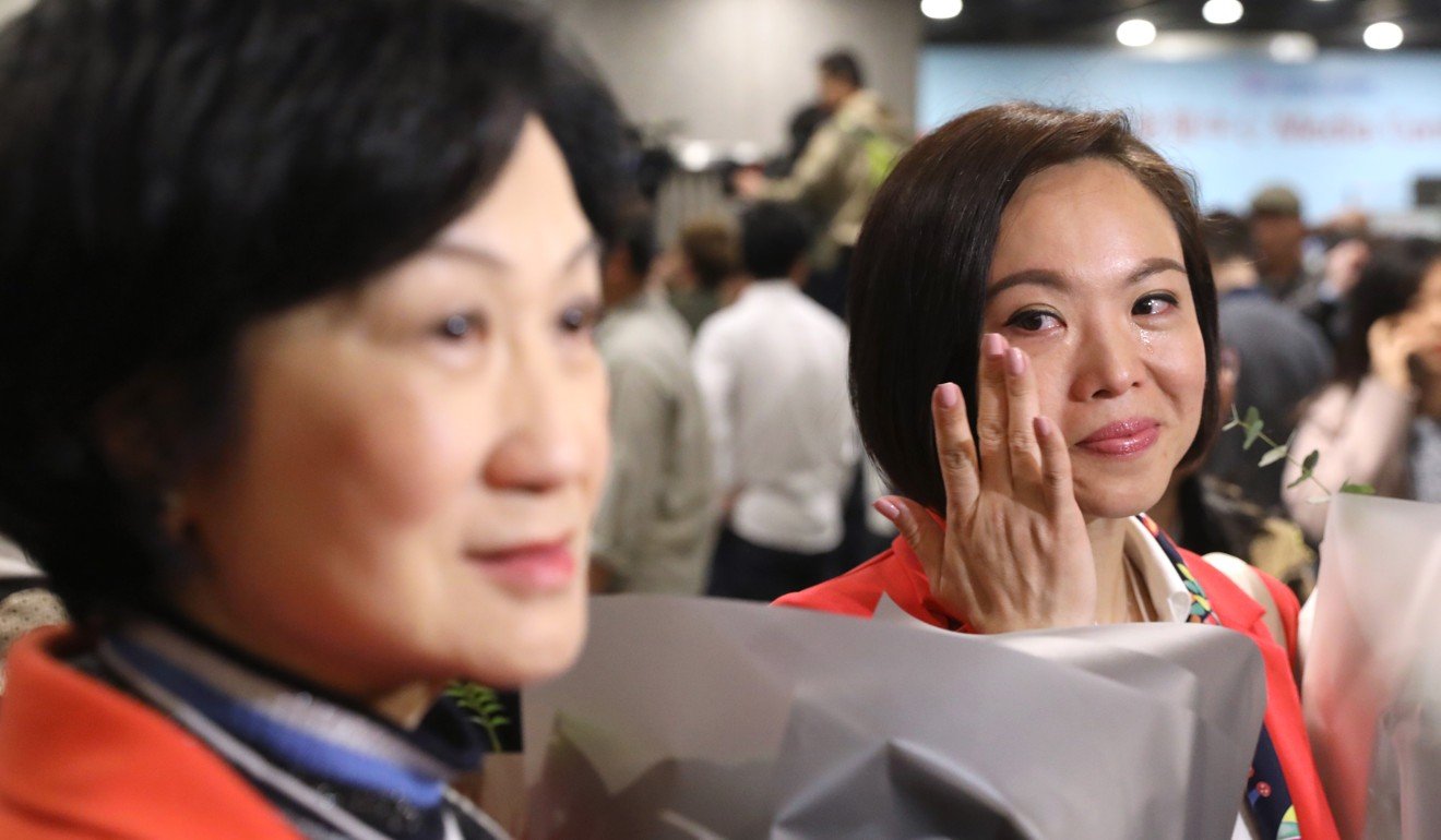 Both Regina Ip (left) and Judy Chan (right) said they were pleased with the election outcome. Photo: Sam Tsang
