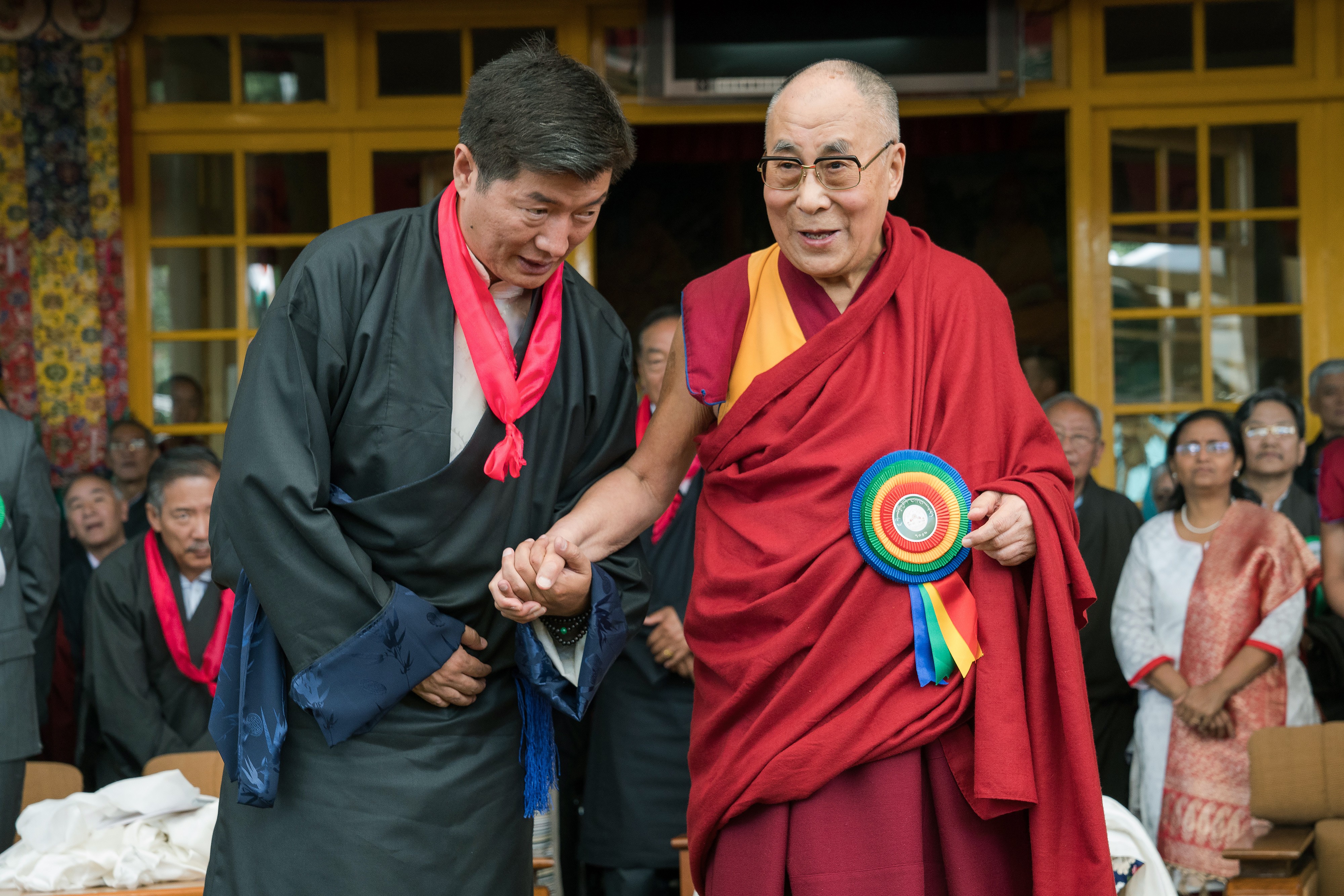 The Dalai Lama with Lobsang Sangay, the leader of the Central Tibetan Administration near Dharamsala. Photo: AFP