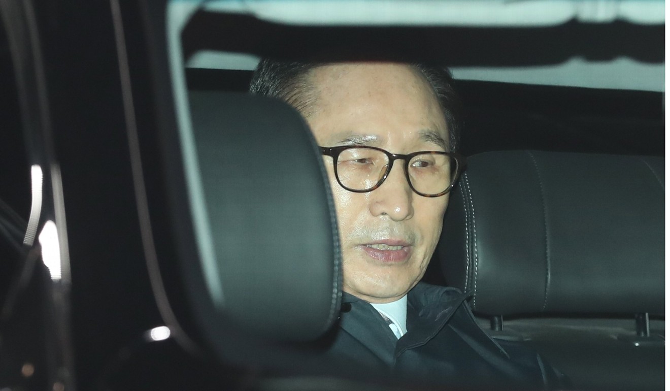 Former president Lee Myung-bak was arrested last week. Photo: EPA