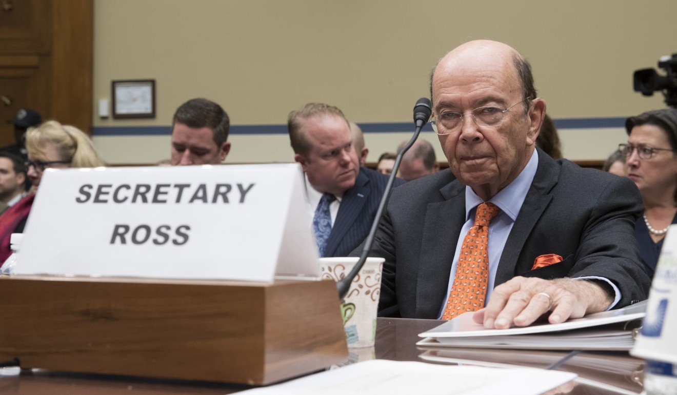 Commerce Secretary Wilbur Ross appears before the House Committee on Oversight and Government Reform in October last year to discuss preparing for the 2020 Census, on Capitol Hill in Washington. Photo: AP