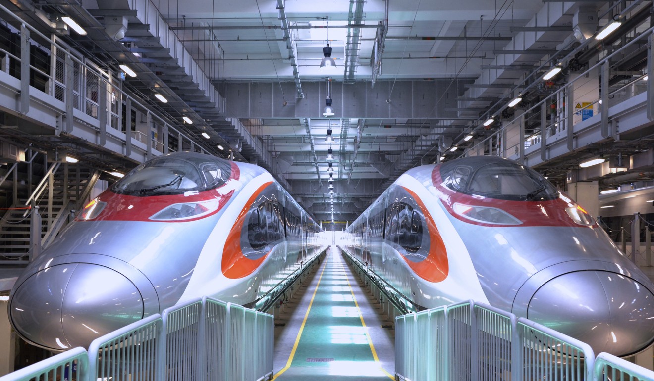 Two high-speed trains of the Guangzhou-Shenzhen-Hong Kong Express Rail Link. Photo: Dominic Chan/EyePress