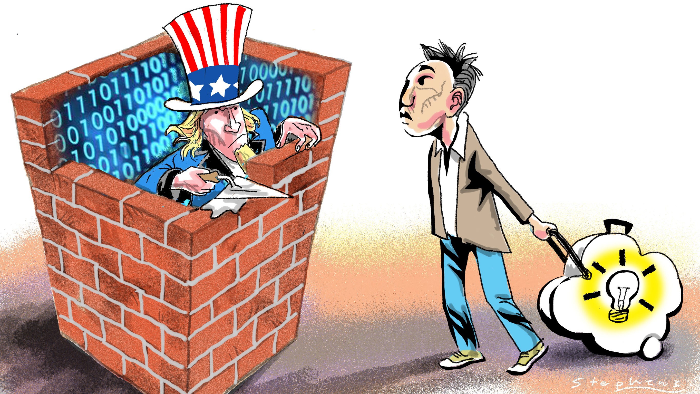 If the US administration targets Chinese researchers and builds walls barring talent, it will undermine the vibrancy of the US economy, hindering its ability to innovate. Illustration: Craig Stephens