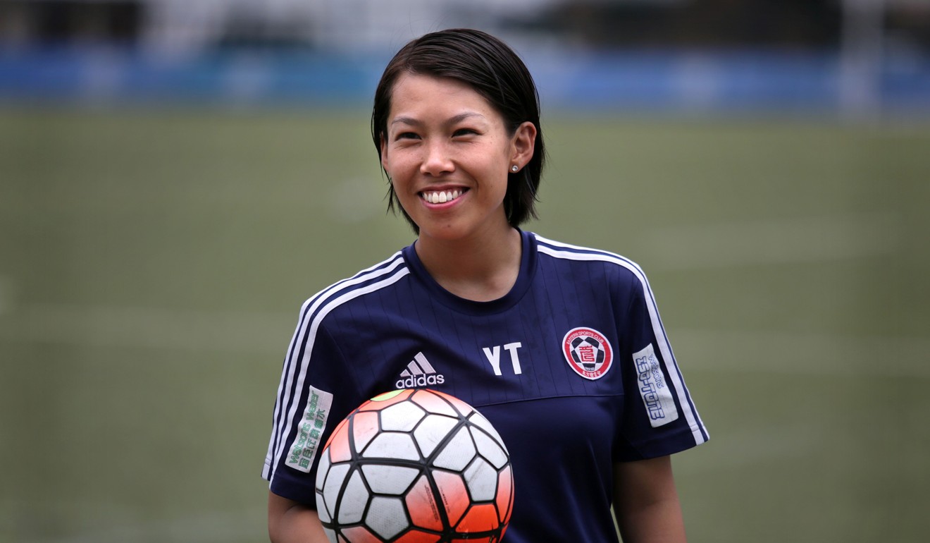 Chan Yuen-ting, the city’s first woman to coach a champion men’s soccer team. Photo: AFP Photo