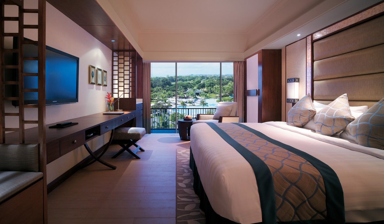 The Main Wing Deluxe Sea View Room at Shangri-La's Mactan Resort & Spa, in Cebu, the Philippines.