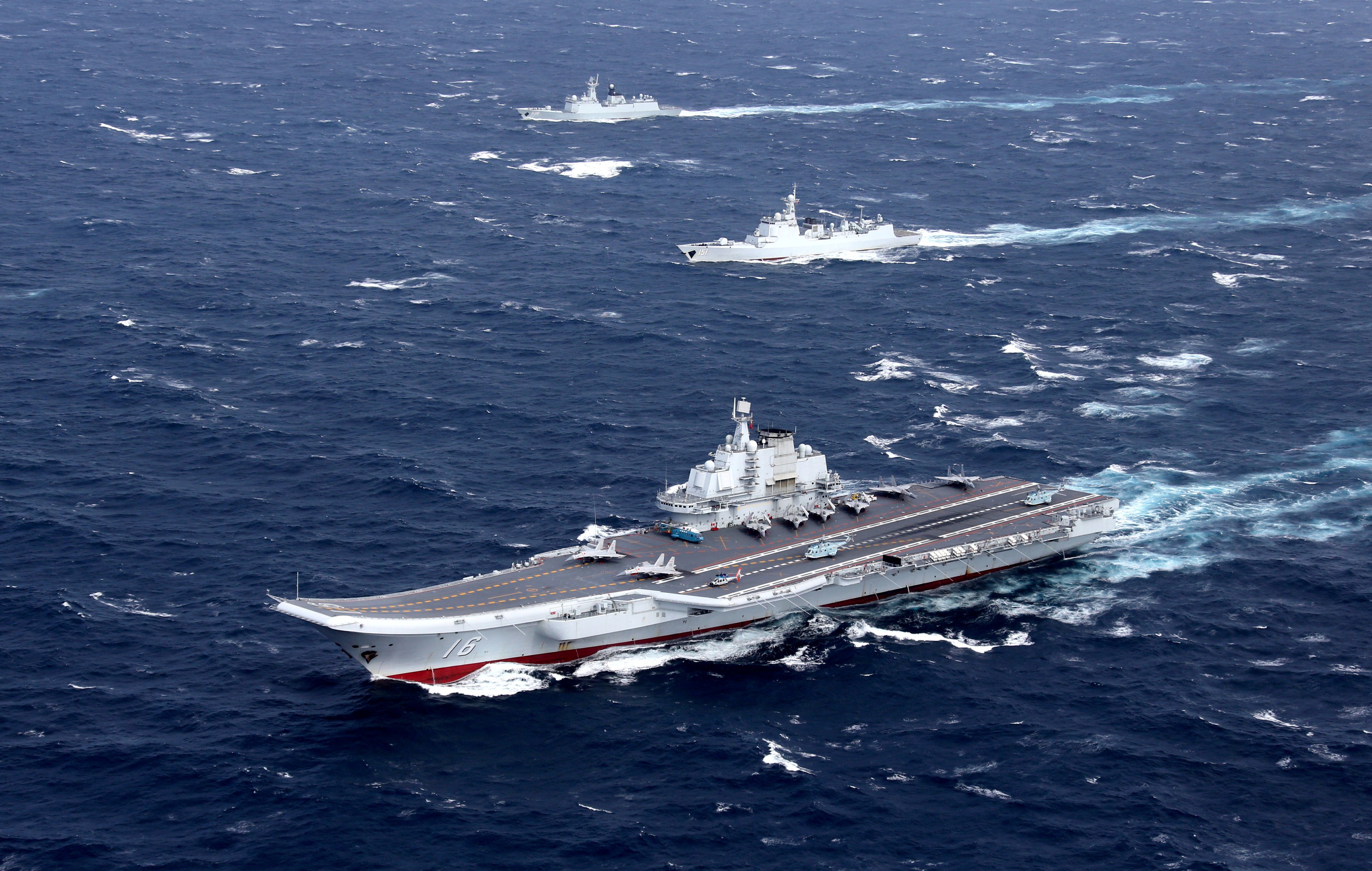 China's Liaoning aircraft carrier takes part in a drill in the South China Sea. Photo: Reuters