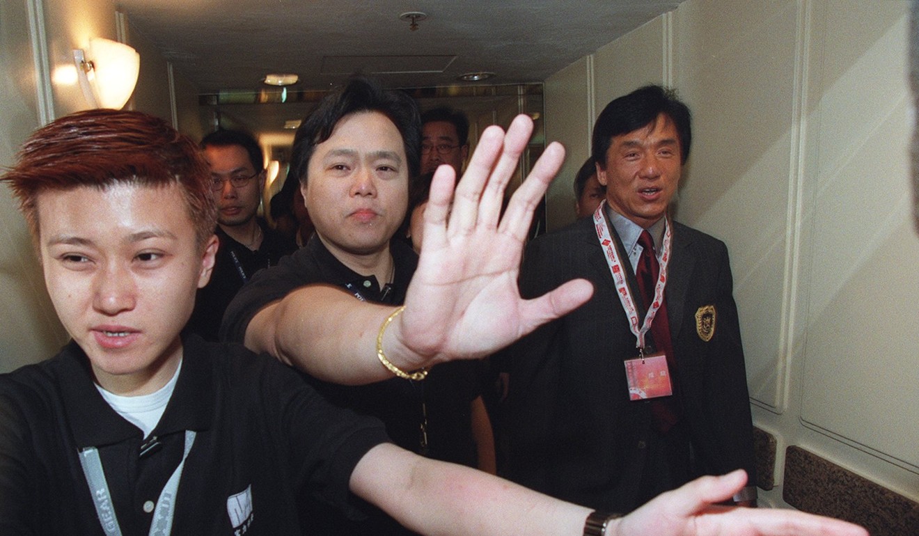 Chan meets the media after a blackmail attempt during filming of Rush Hour 2 in 2001. A car park attendant was accused of demanding protection money from the production company shooting the film. Photo: Dustin Shum