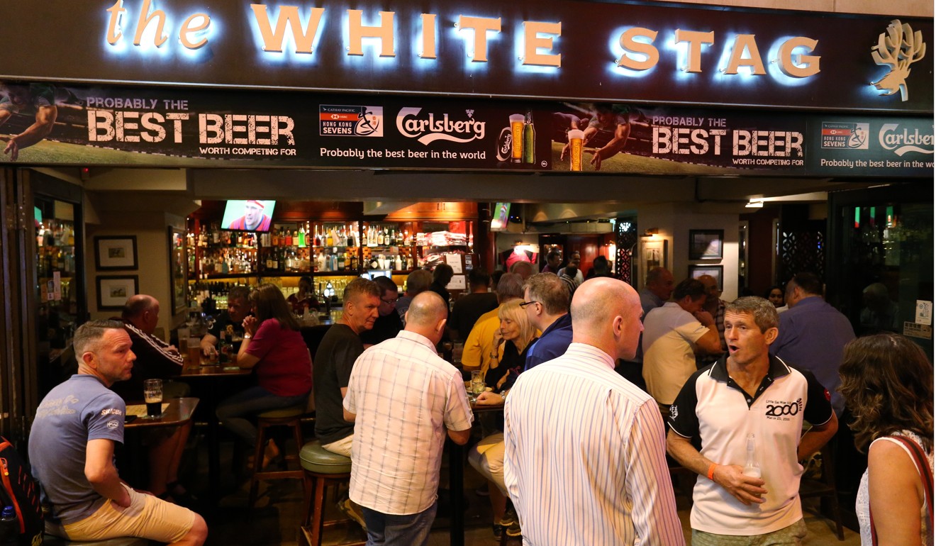Drinkers at The White Stag in Wan Chai during the Hong Kong Rugby Sevens week. Photo: Dickson Lee