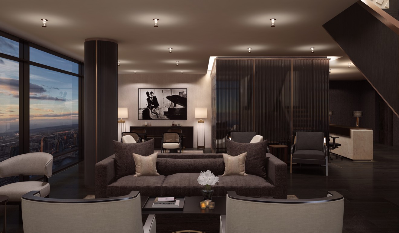 The lounge at 125 Greenwich, a New York apartment building.
