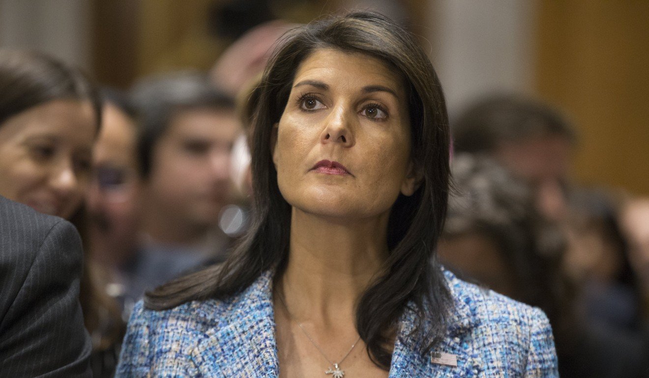 US Ambassador to the United Nations Nikki Haley attends Pompeo’s hearing. Photo: EPA-EFE