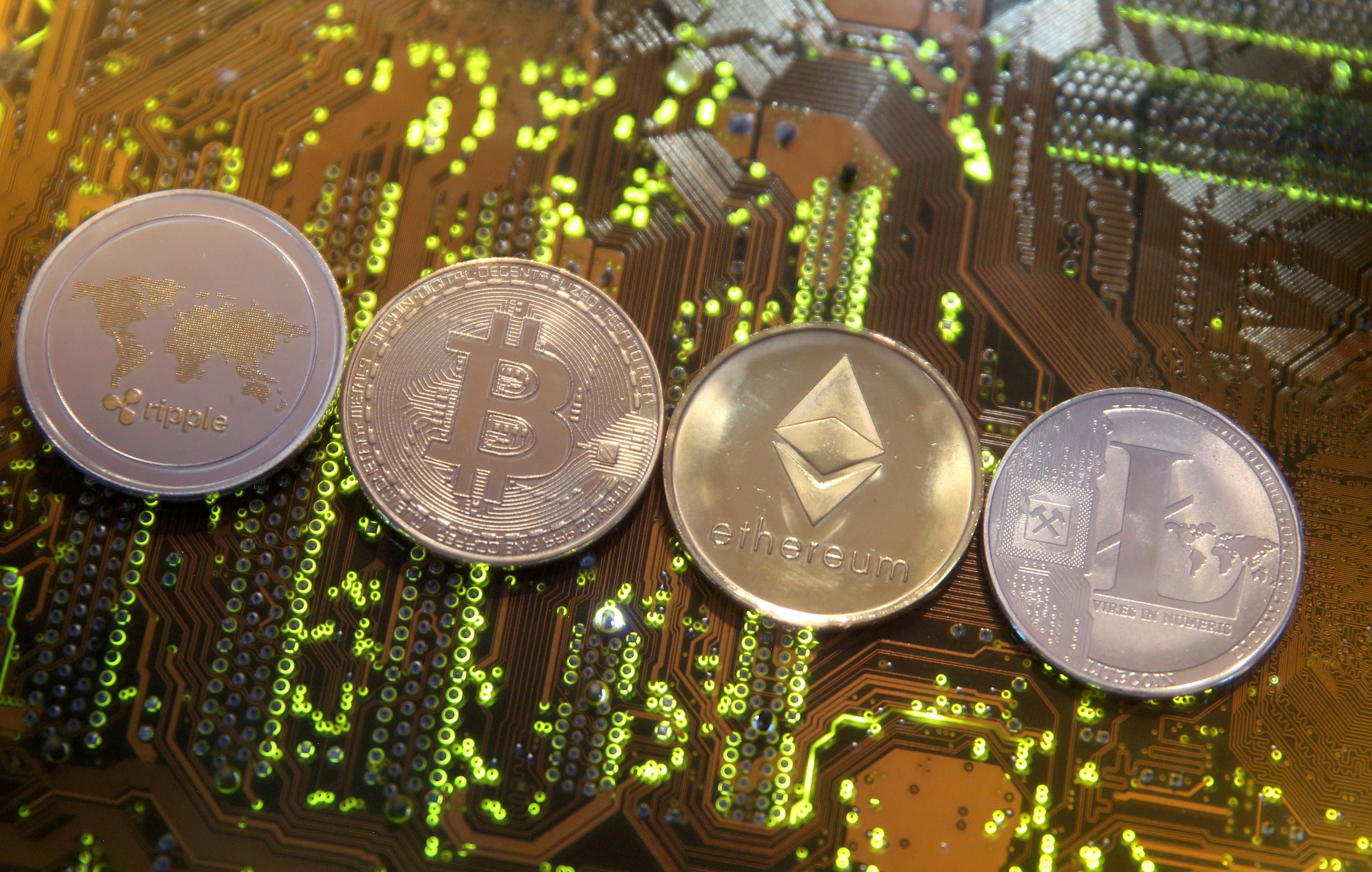 Ripple, bitcoin, etherum and litecoin comprise the lion’s share of the crypto asset market. Illustration: Reuters 