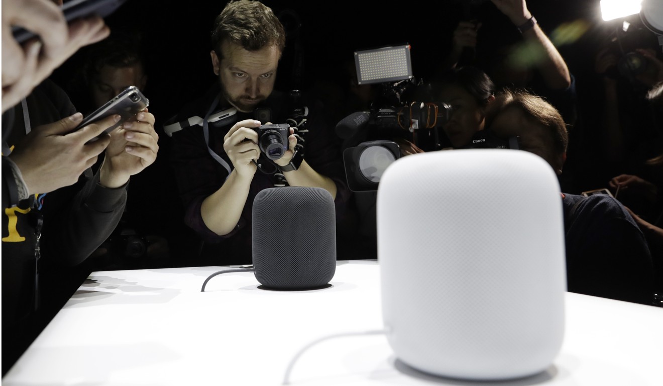 Apple’s HomePod smart speaker. Photo: AP