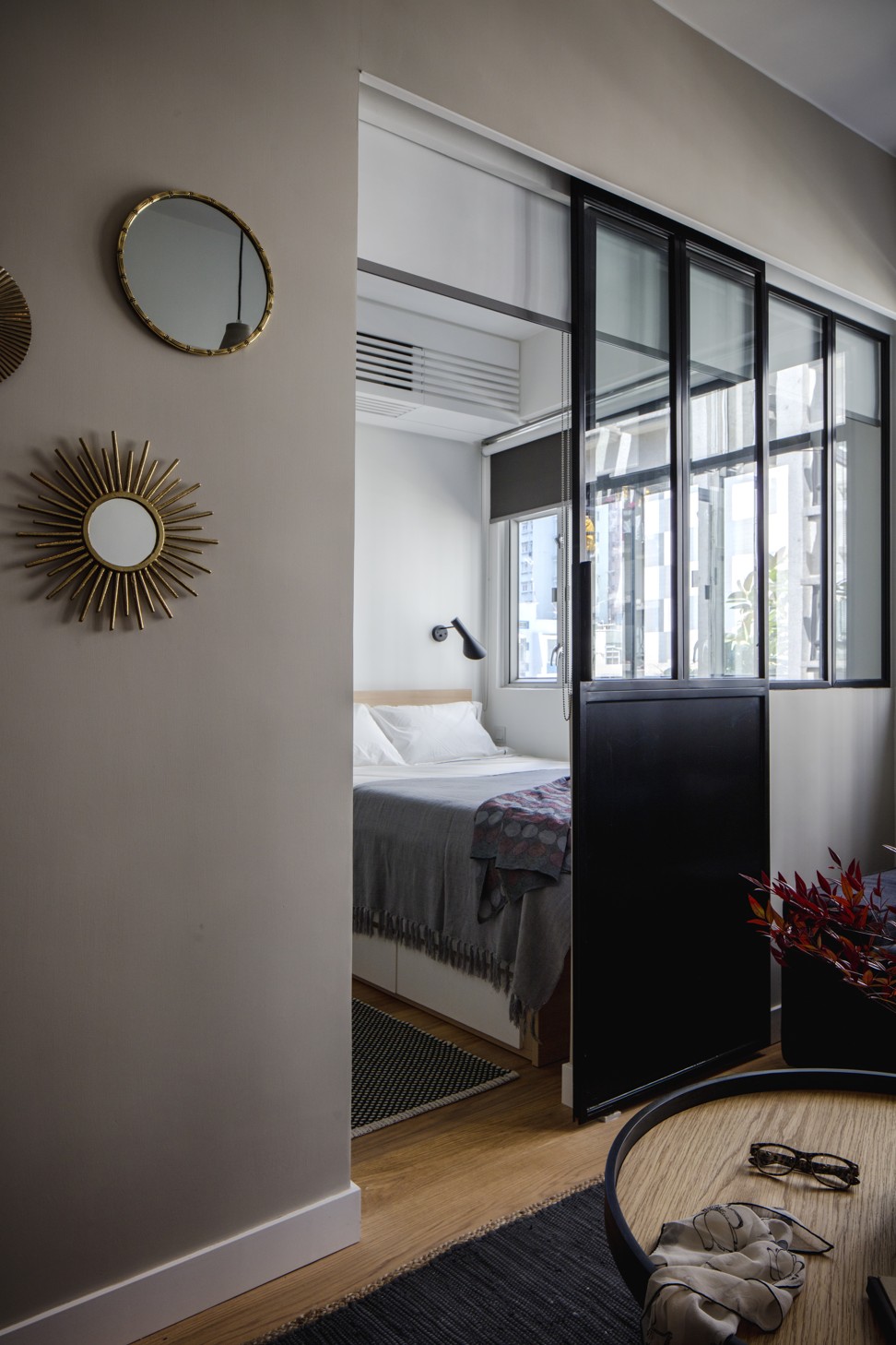 Sliding doors are ideal in smaller spaces.