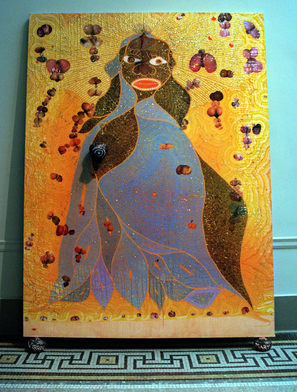 Chris Ofili’s “The Holy Virgin Mary” at the Brooklyn Museum of Art. Photo: AP