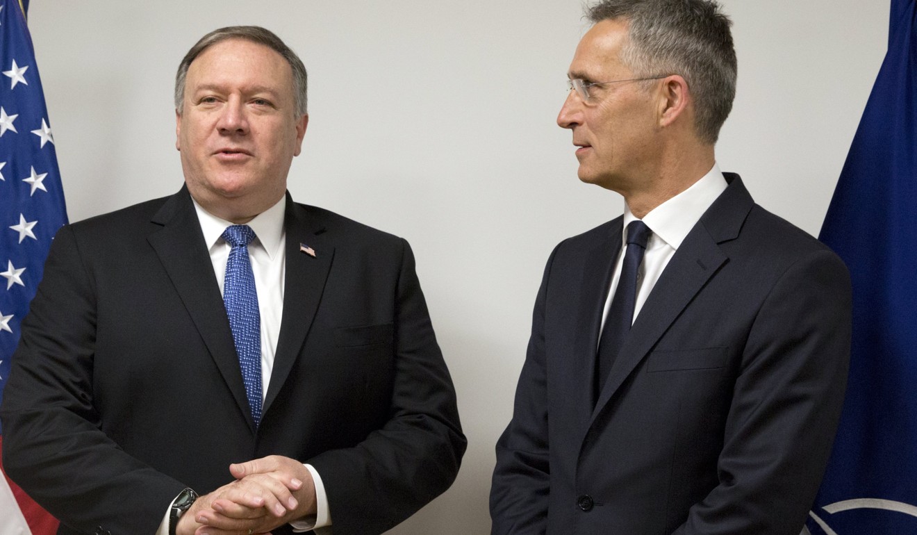 Pompeo and Nato Secretary General Jens Stoltenberg. Photo: EPA