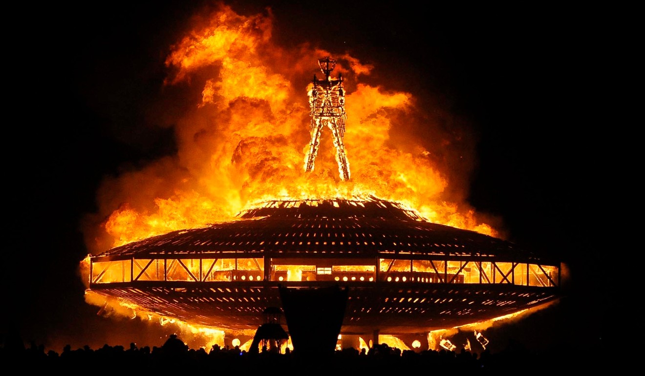 The ‘Man’ is burned at the end of the 2013 edition of the festival. Photo: The Reno Gazette-Journal via AP