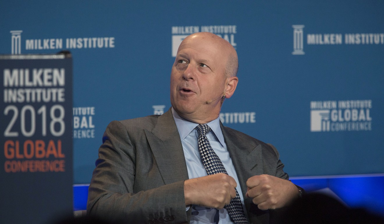 David Solomon, president and CEO of Goldman Sachs, speaks during a conference in Beverly Hills, California on April 30. In February, Goldman Sachs said S&P 500 firms would send more than US$1 trillion back to shareholders this year thanks to buy-backs and dividends. Photo: Bloomberg