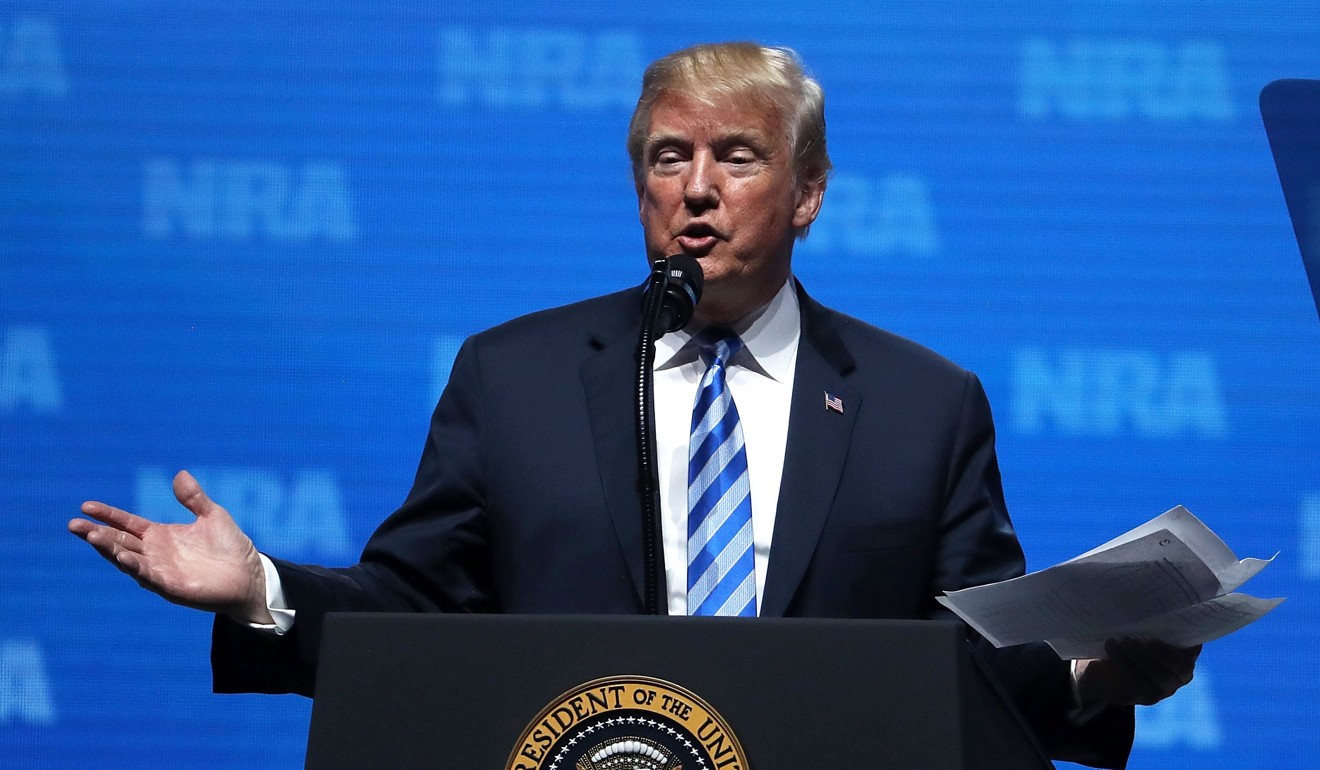 US President Donald Trump said he supported Manafort while speaking at an NRA conference in Dallas (pictured). Photo: Getty Images via AFP