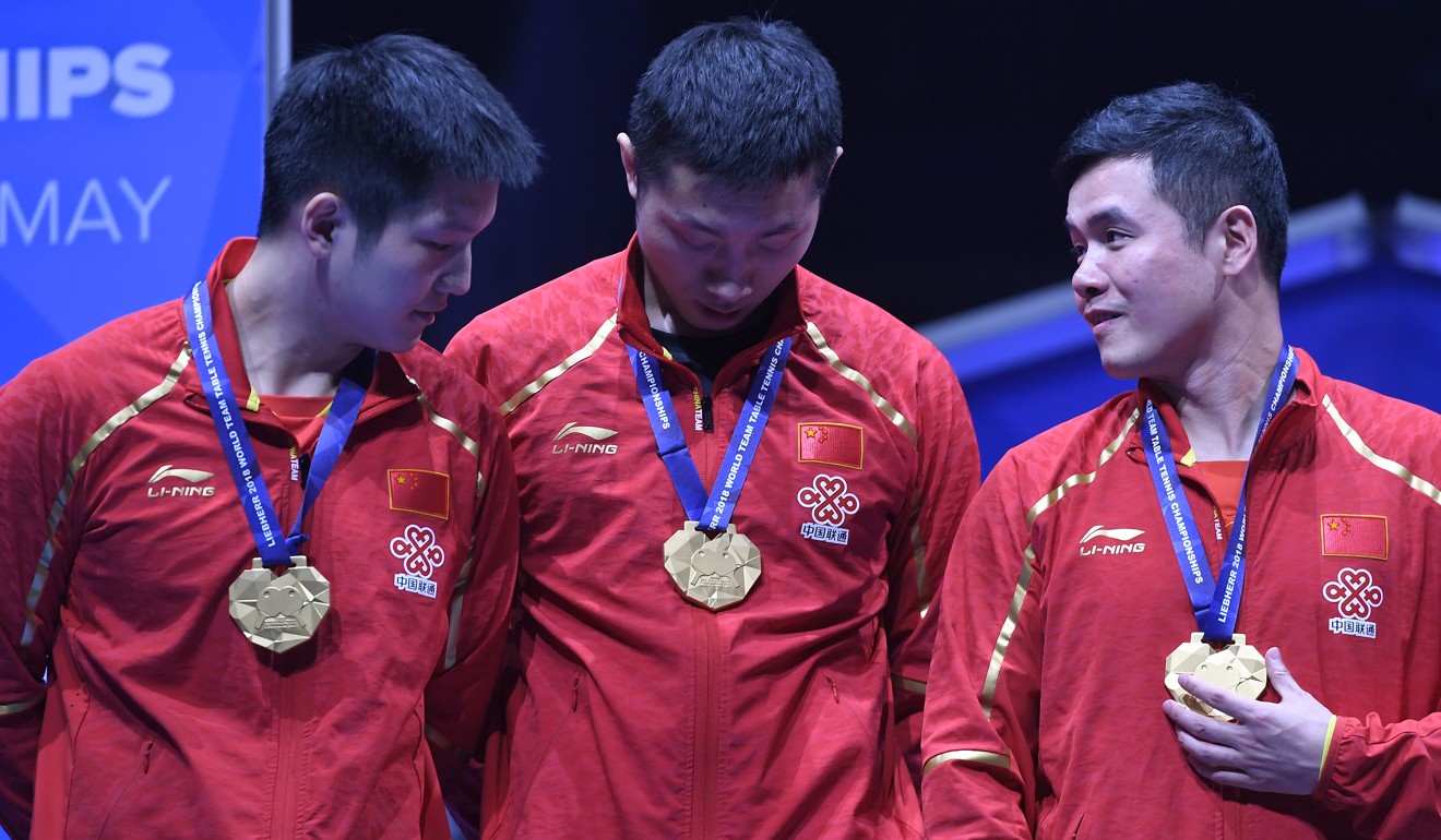 China with their gold medals on the podium.