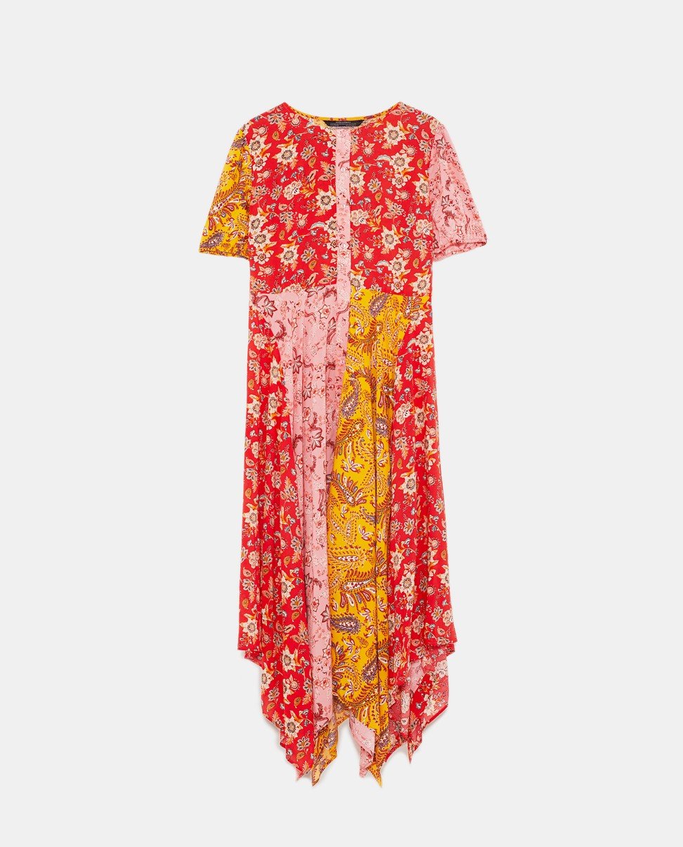 A long patchwork dress at Zara.