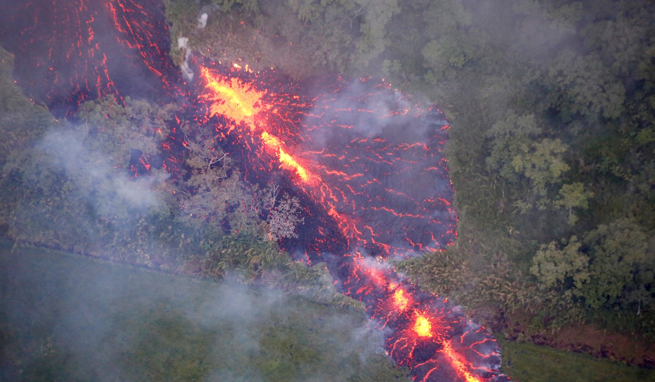 Another look at lava pouring from the new fissure east of the Leilani Estates subdivision during ongoing eruptions of the Kilauea volcano in Hawaii on Sunday. Photo: Reuters