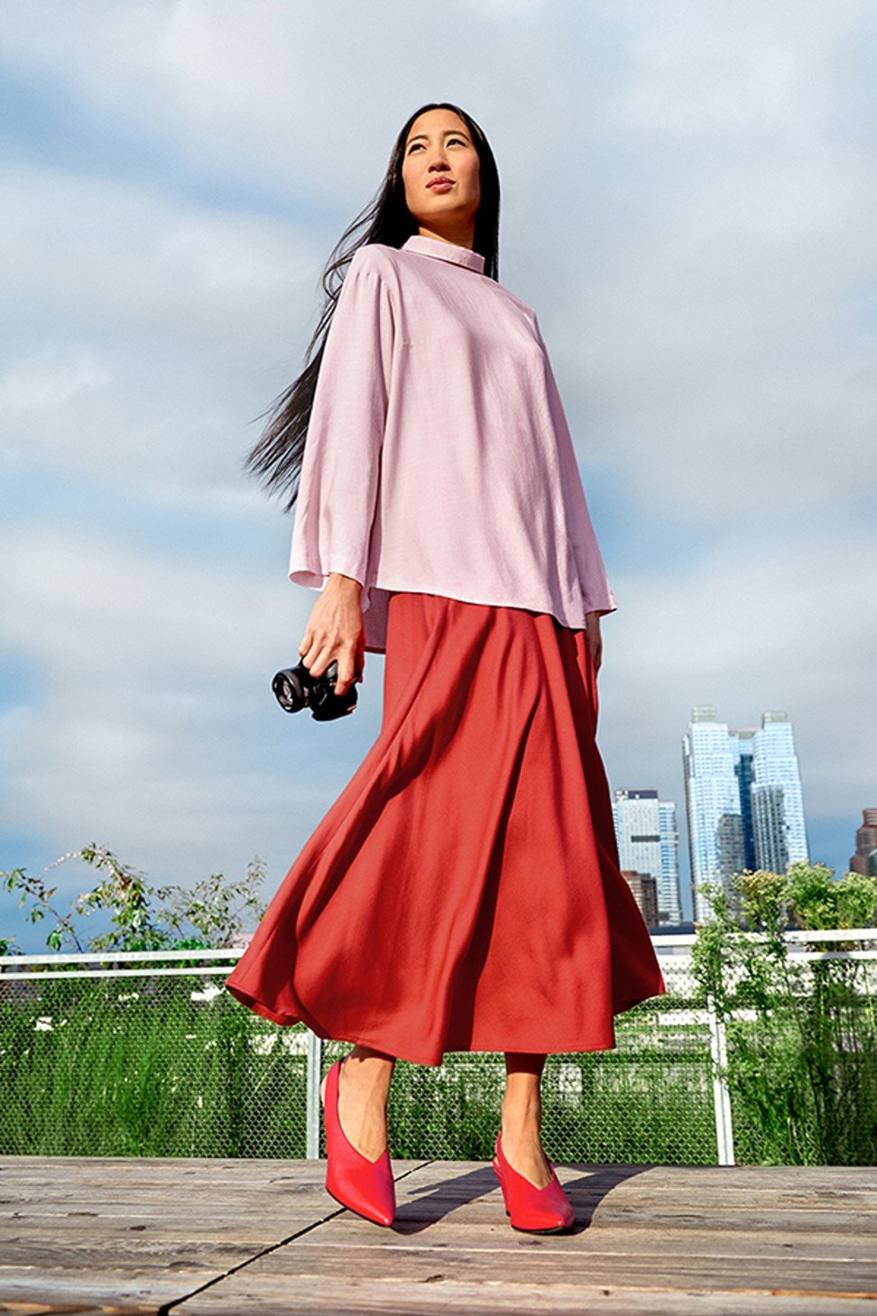 A look from British-Japanese Muslim fashion designer Hana Tajima’s spring/summer 2018 collection for Uniqlo.