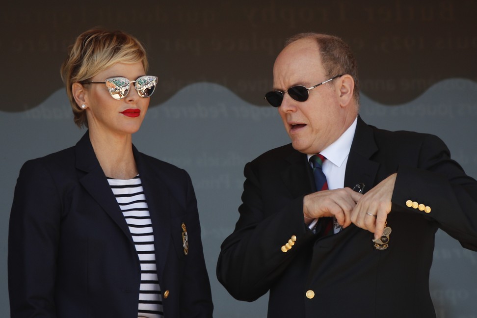 Princess Charlene and Prince Albert II at the Monte Carlo Masters tennis tournament last month. Photo: AP