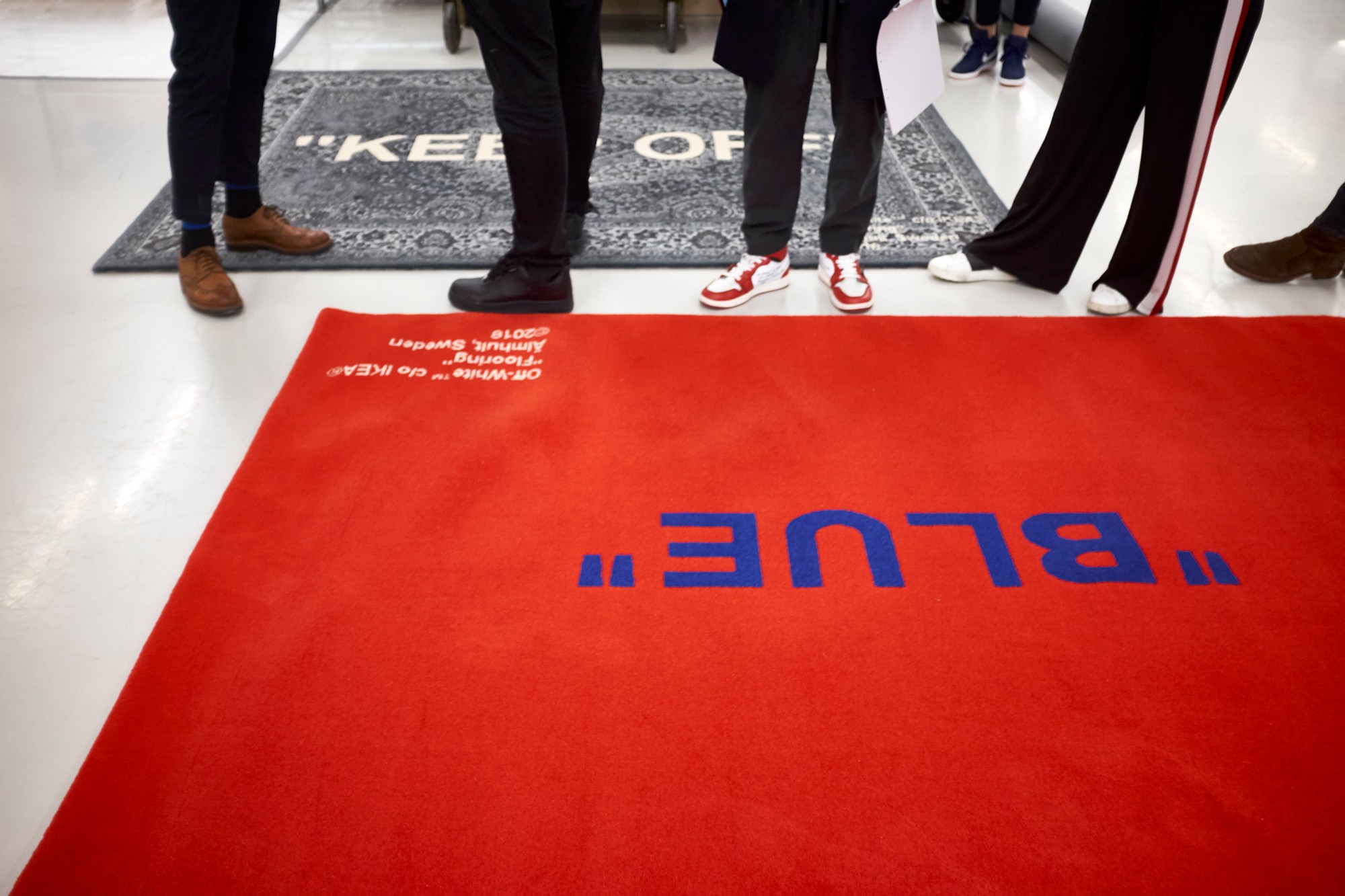 One of the carpets created by Virgil Abloh, the Off-White founder and designer, in collaboration with furniture and home accessories retailer Ikea, aims at design-focused millennial shoppers.