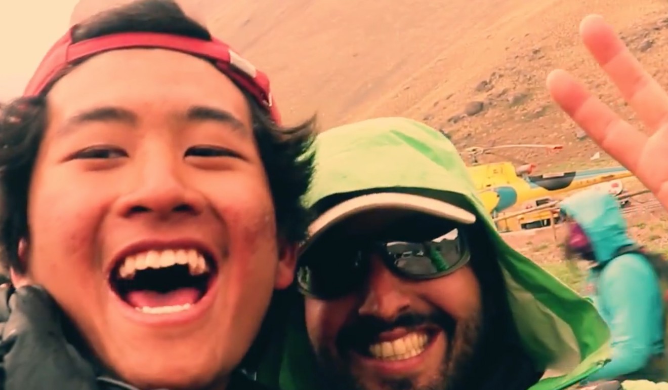 Benjamin Chan (left) on an expedition to Aconcagua, South America.