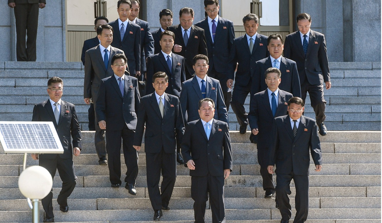 The North Korean delegation led by Ri Son-gwon. Photo: Reuters