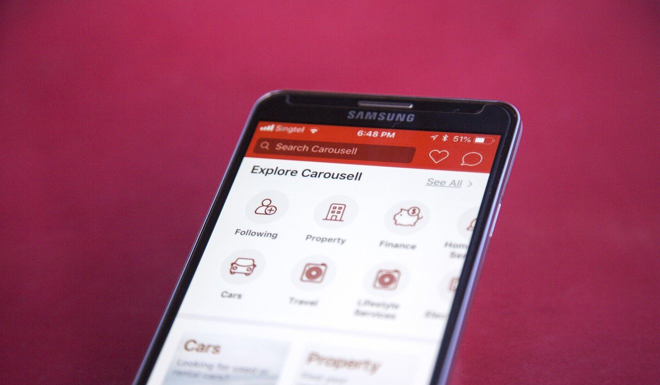 The Carousell application is displayed on a smartphone in an arranged photograph in Singapore. Photo: Bloomberg