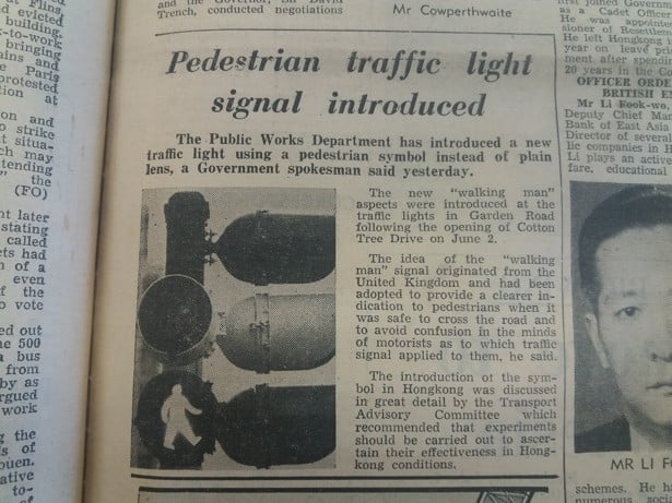 The Post story from June 1968 about ‘walking man’ signals being introduced to traffic lights in Hong Kong.
