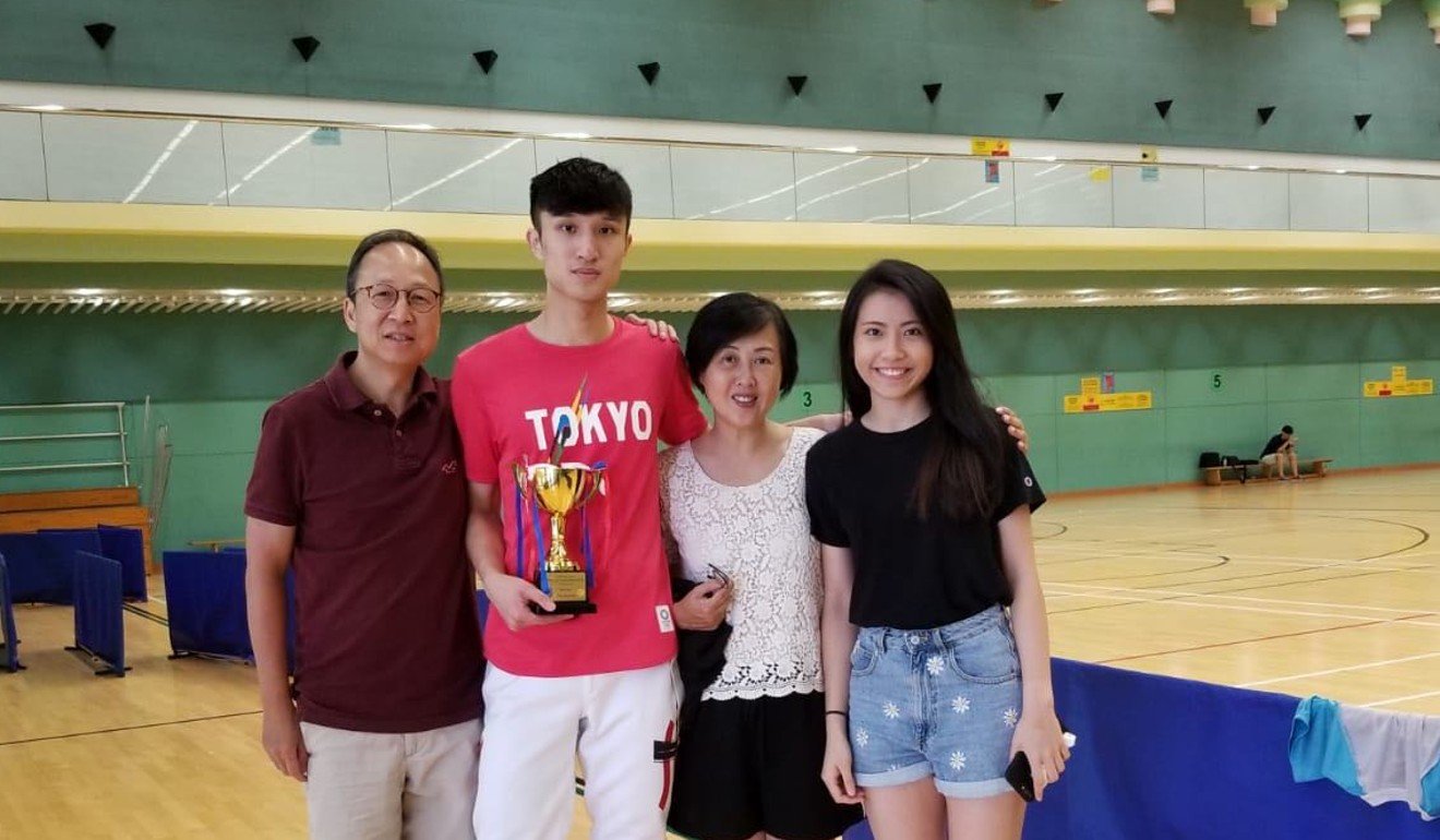 Ryan Choi with his parents and girlfriend after qualifying for the Asian Games. Photo: Handout